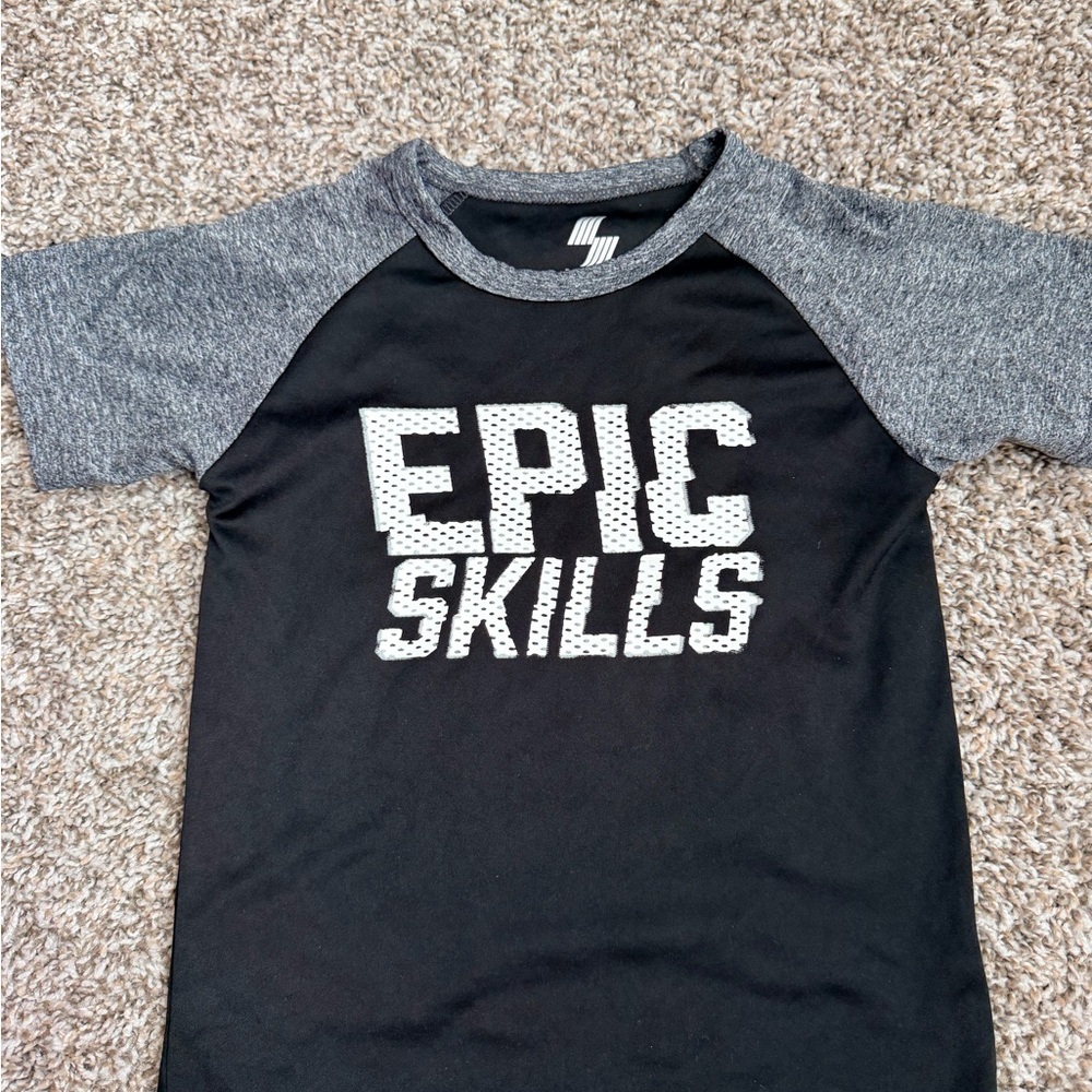 Place Boys' Black & Gray 'EPIC SKILLS' Raglan Tee